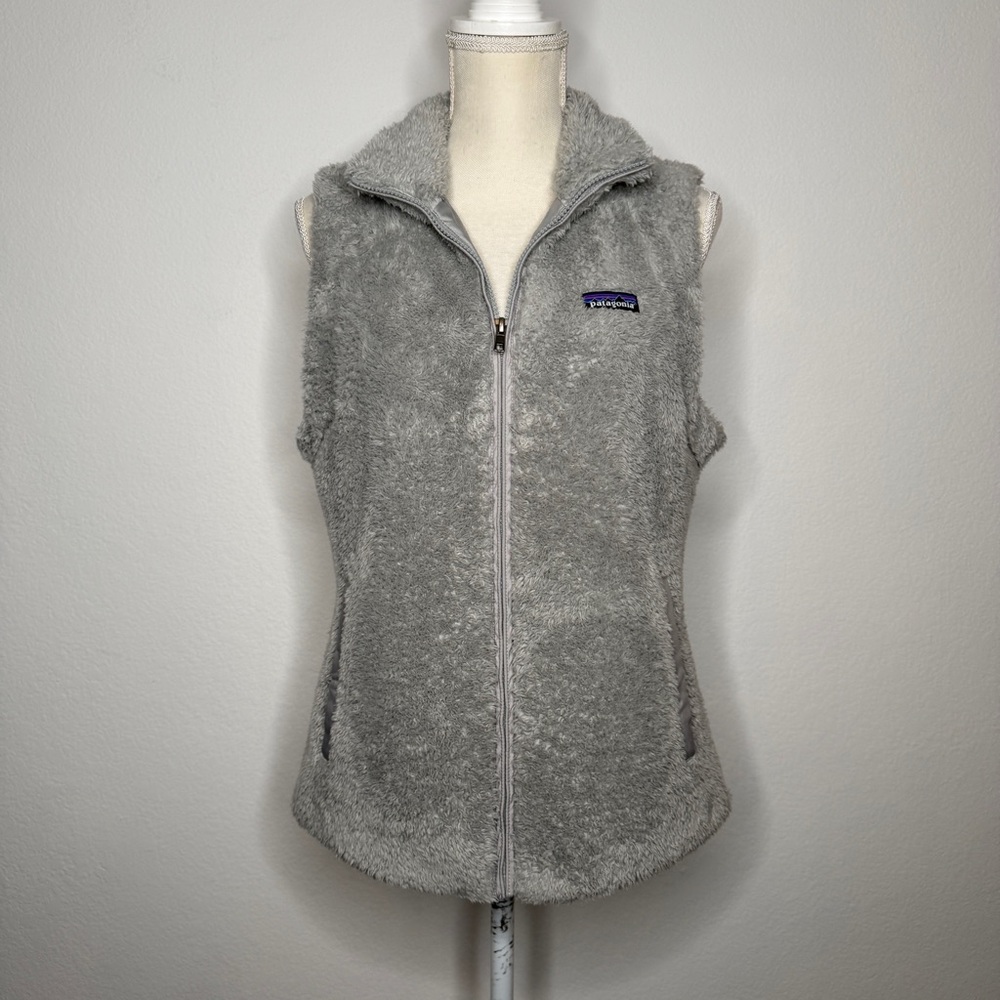 Patagonia Los Gatos Gray Fleece Vest Plush Zip Pockets Size L